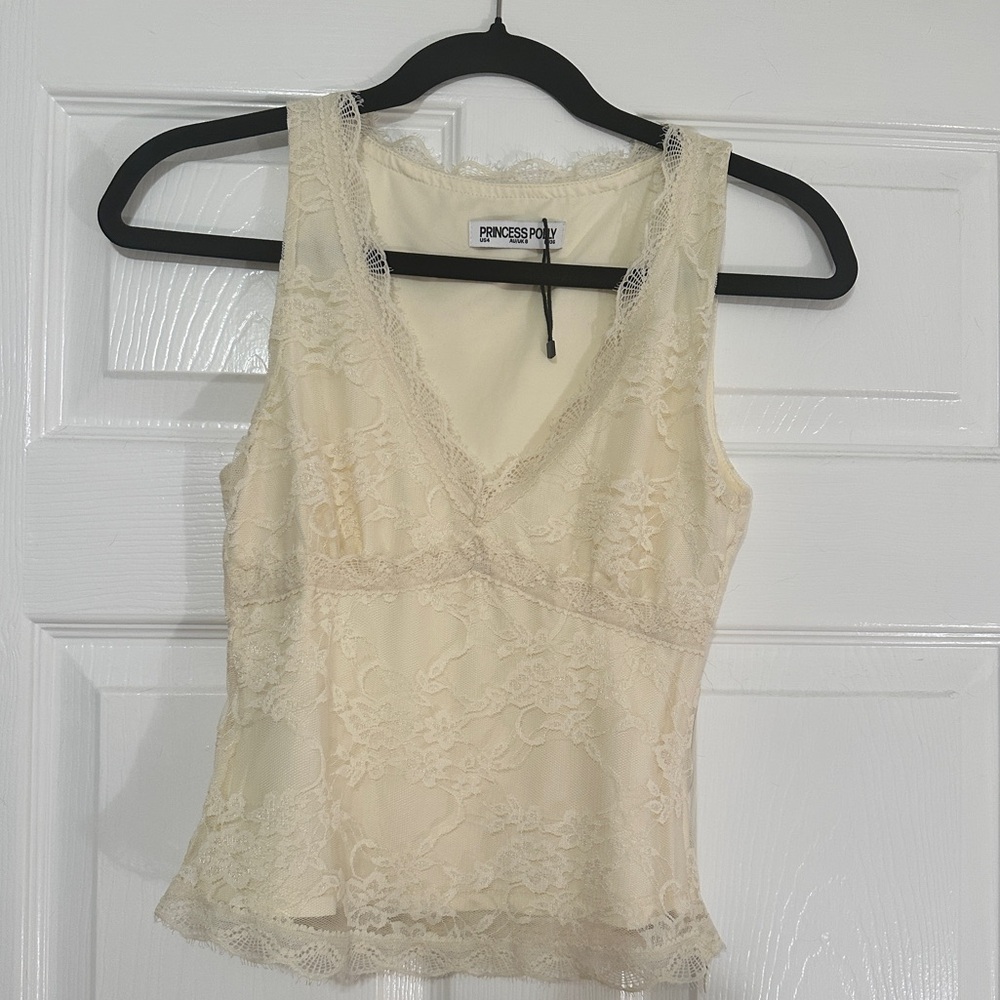Princess Polly Lacey “Far Away Top” YELLOW